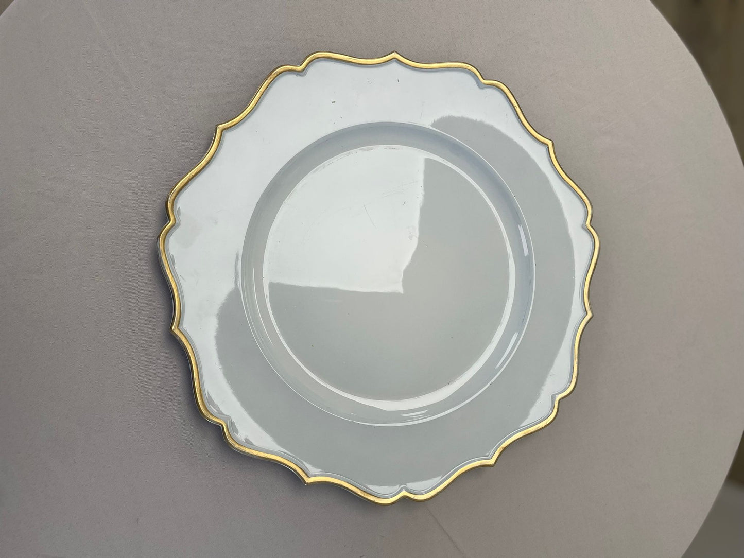 WHITE & GOLD SWIRL CHARGER PLATES