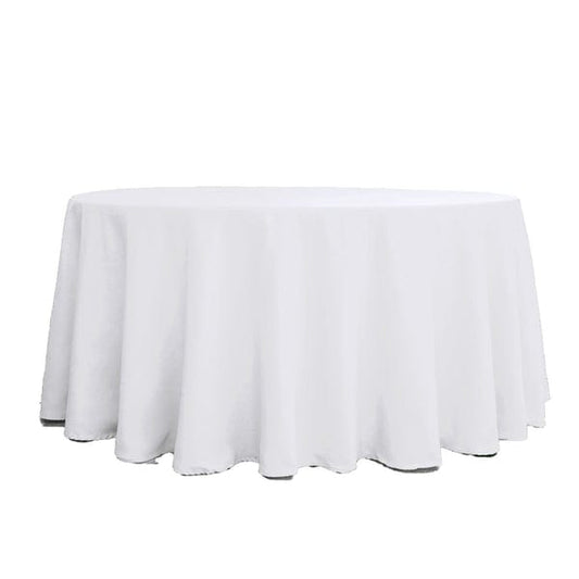 WHITE ROUND POLYESTER TABLE CLOTHS